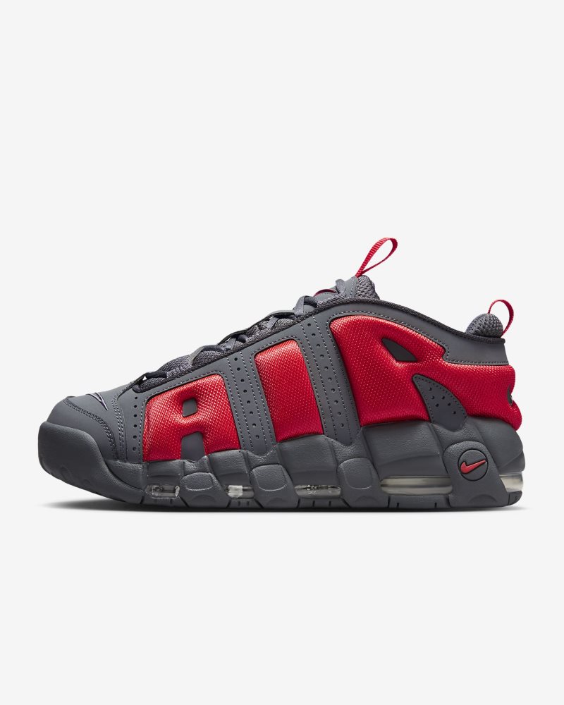 Nike Air More Uptempo Low Dunkelgrau/Metallic-Silber/Hellrot