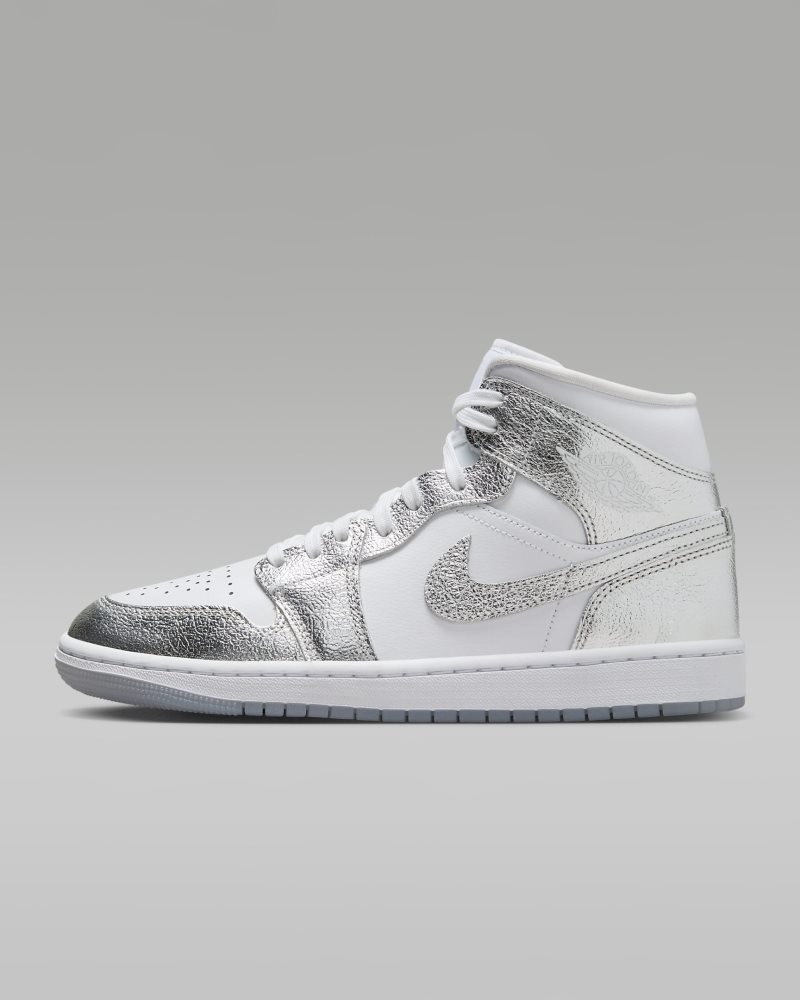 Air Jordan 1 Mid SE Weiß/Wolf Grey/Metallic Silver