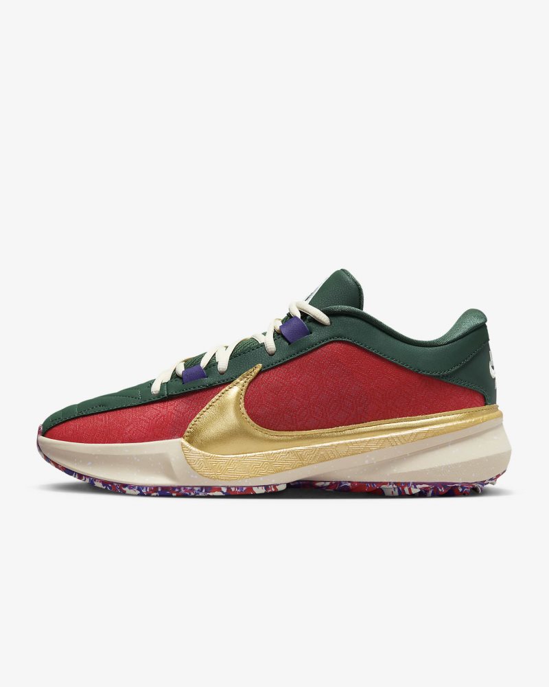 Giannis Freak 5 „royalty" Gym Red/Fir/Court Purple/Metallic Gold