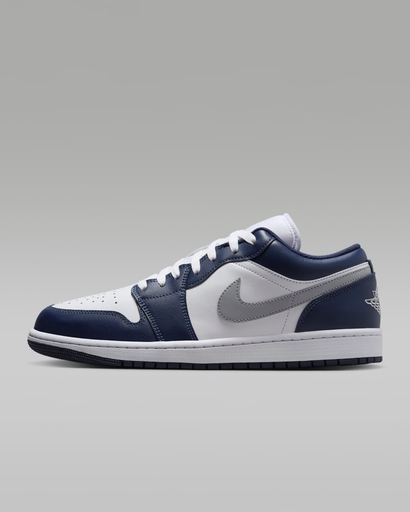 Air Jordan 1 Low Weiß/Mitternachtsmarineblau/Wolfsgrau