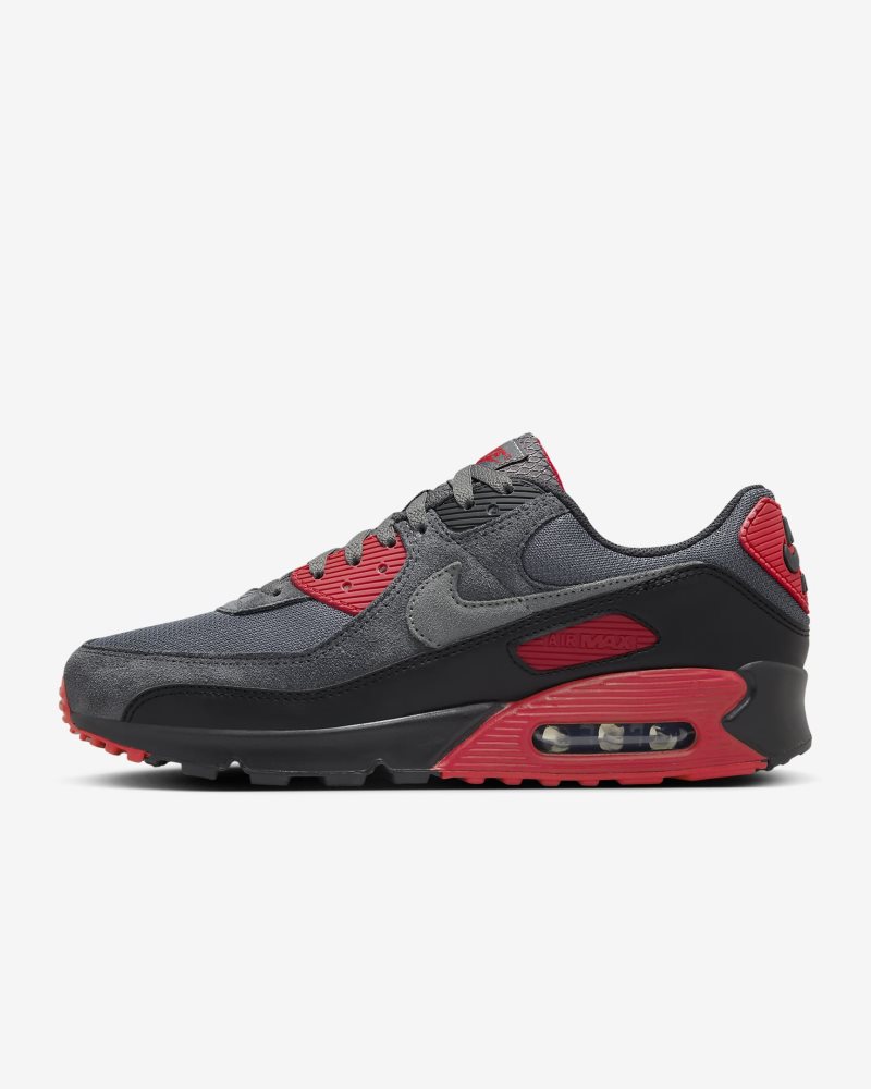 Nike Air Max 90 Schwarz/Eisengrau/Feuerrot/Rauchgrau